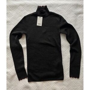 Coach Lurex Turtleneck Women's Size XS Black  NWT Shimmer Red Accents Festive